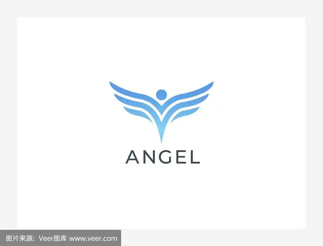 天使的翅膀.摘要飞人标志设计.鸟翅膀矢量插图.