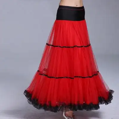 半身裙长裙摩登舞裙新款广场舞华尔兹舞交谊舞国标舞网纱裙大摆裙
