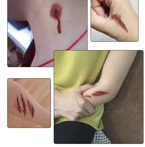 【纹身贴】纹身贴防水疤痕针缝恶作剧贴纸 万圣节恐怖