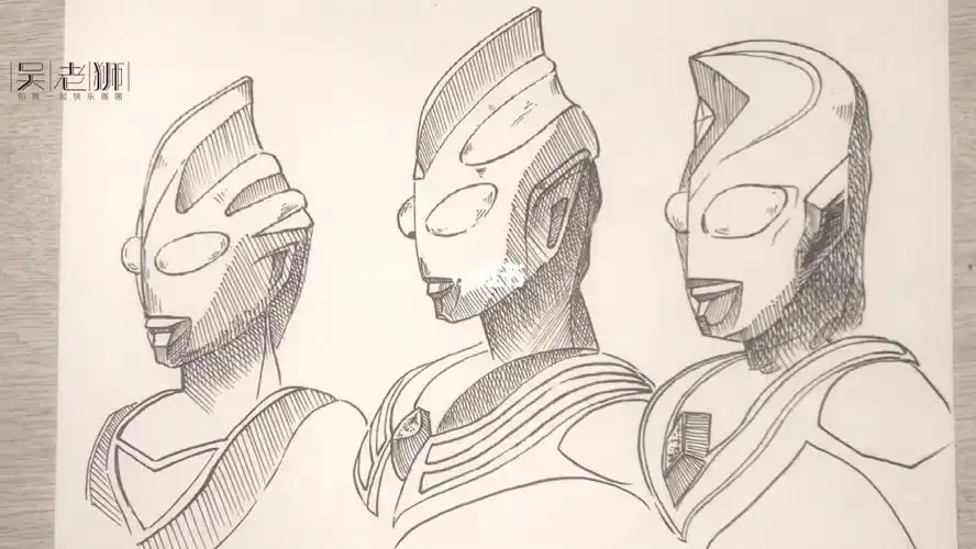 奥特曼系列线描简笔画平城三杰下