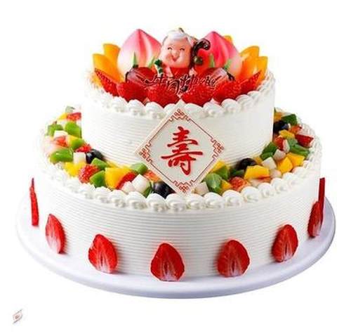 过寿蛋糕模型双层祝寿老人生日仿真2020新款网红塑胶假蛋糕样品.