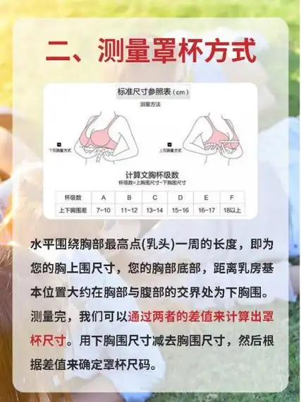 女生胸罩的尺码对照表