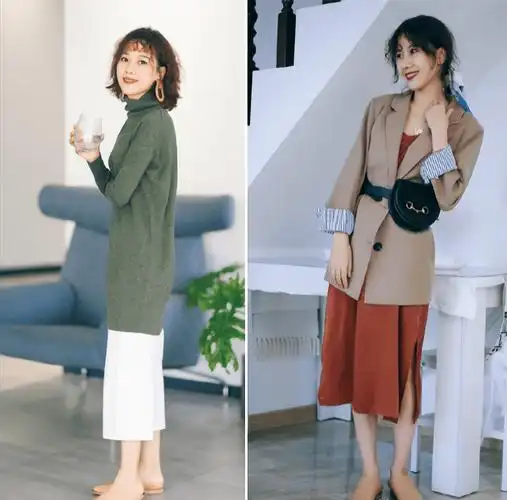 原创40岁的女人春天穿裙子下面尽量搭配粗跟鞋舒适又洋气