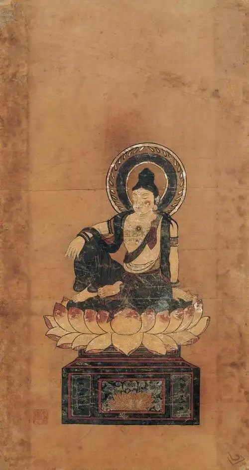 唐 敦煌彩绘观音像