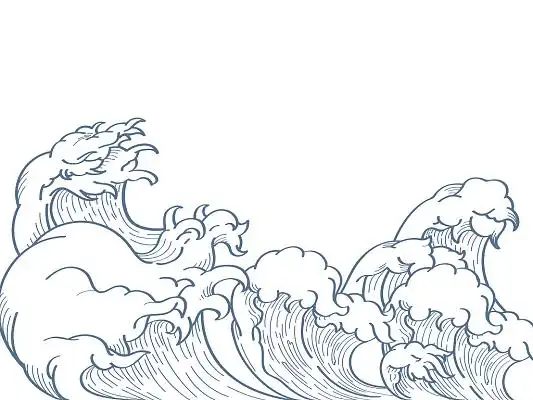 线描装饰海浪png素材世界海洋日