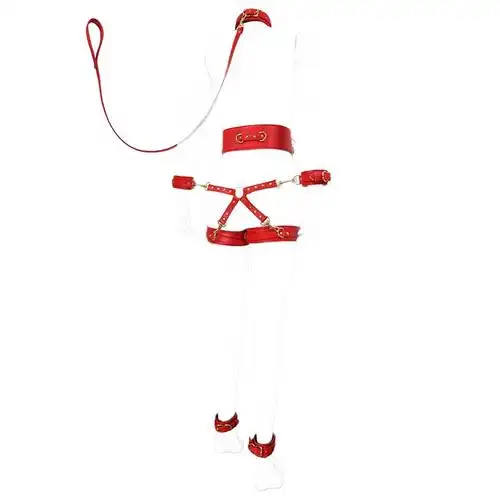 亮皮革颈套腰腿脚手铐全身捆绑束缚套装 sm男女用器具另类调教刺激