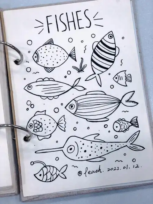 零基础手绘打卡day102简笔画涂鸦鱼