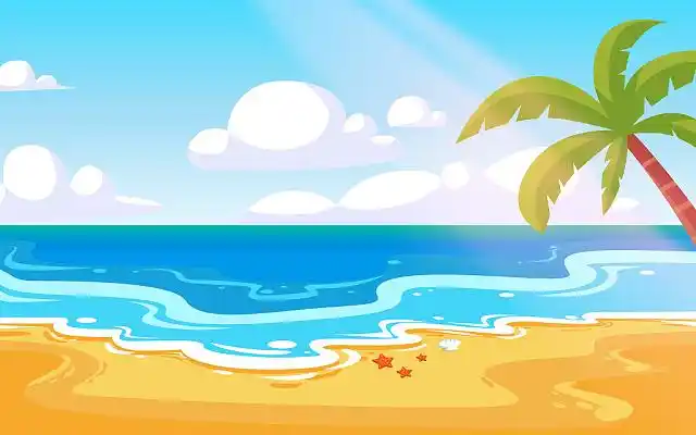 海边旅游 png素材清新剪纸风夏日海滩天插画夏天海滩自然风景地貌海浪