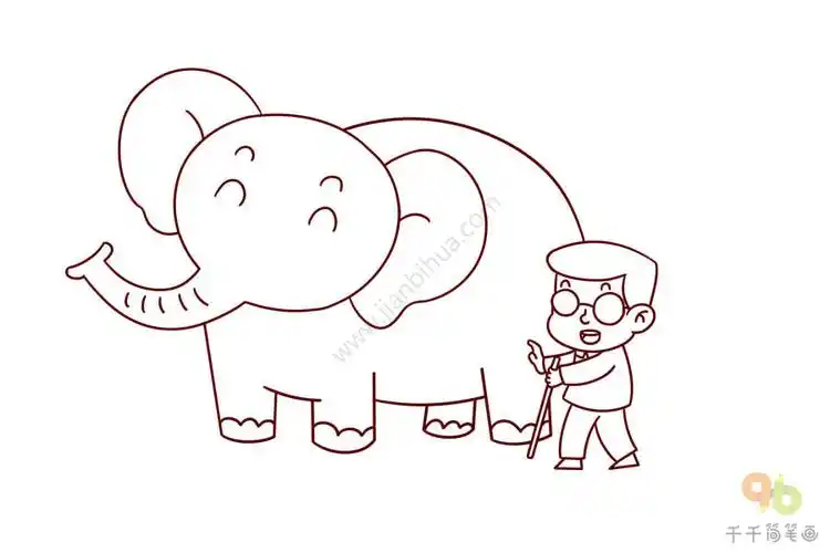动物成语故事盲人摸象简笔画