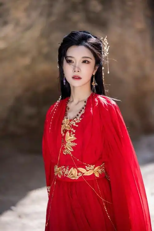 98我真的被戴燕妮这组图狠狠飒到大漠孤烟里的红衣女将军,长发与