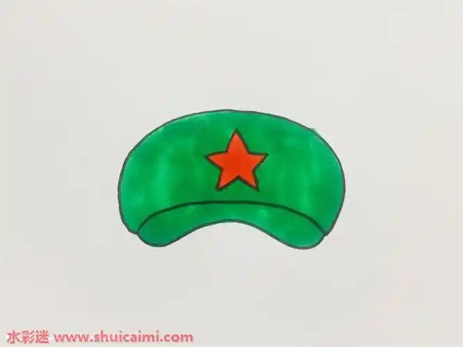 军帽怎么画军帽简笔画简单易画彩色