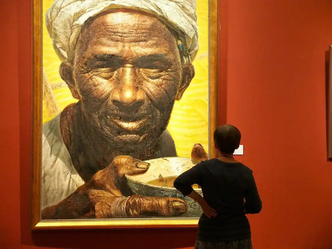 罗中立的油画《父亲》长2.16米,宽1.