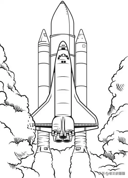 小火箭简笔画素材,给孩子收藏一份,实现他的"飞天梦"