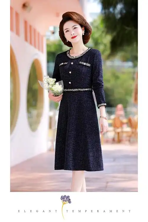 宝莲朵婚礼妈妈装春装连衣裙中年妇女时尚小香风衣服中老年女装春秋