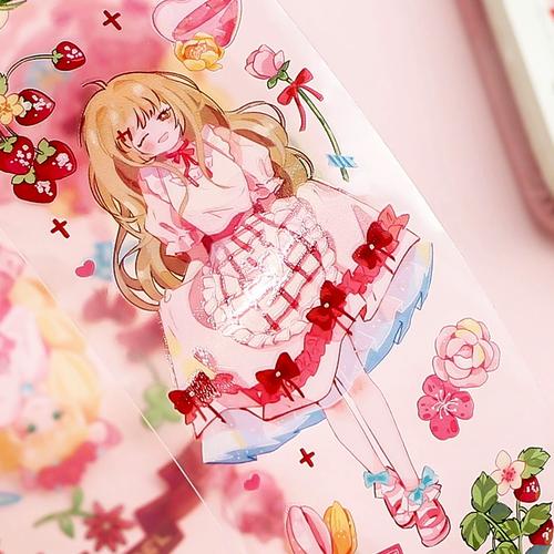 元气少女闪闪可爱梦幻人物pet胶带贴纸卡通少女心手帐diy素材胶卷