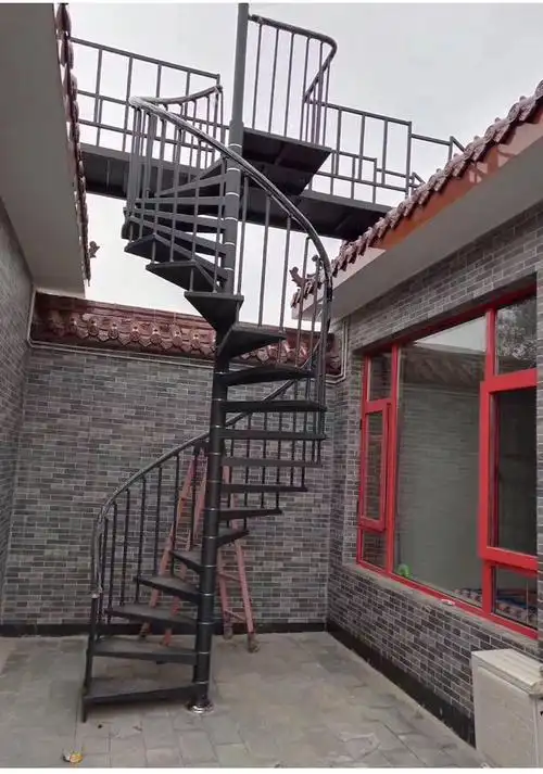 旋转楼梯室外 室外楼梯 户外旋转楼梯 阳台楼梯 加厚防滑板铁踏步阁楼