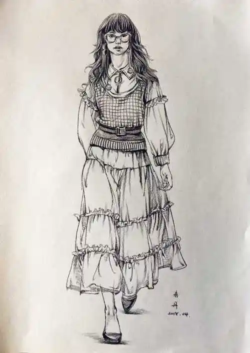 朱丹速写:时尚小姐姐速写示范,临摹起来吧!