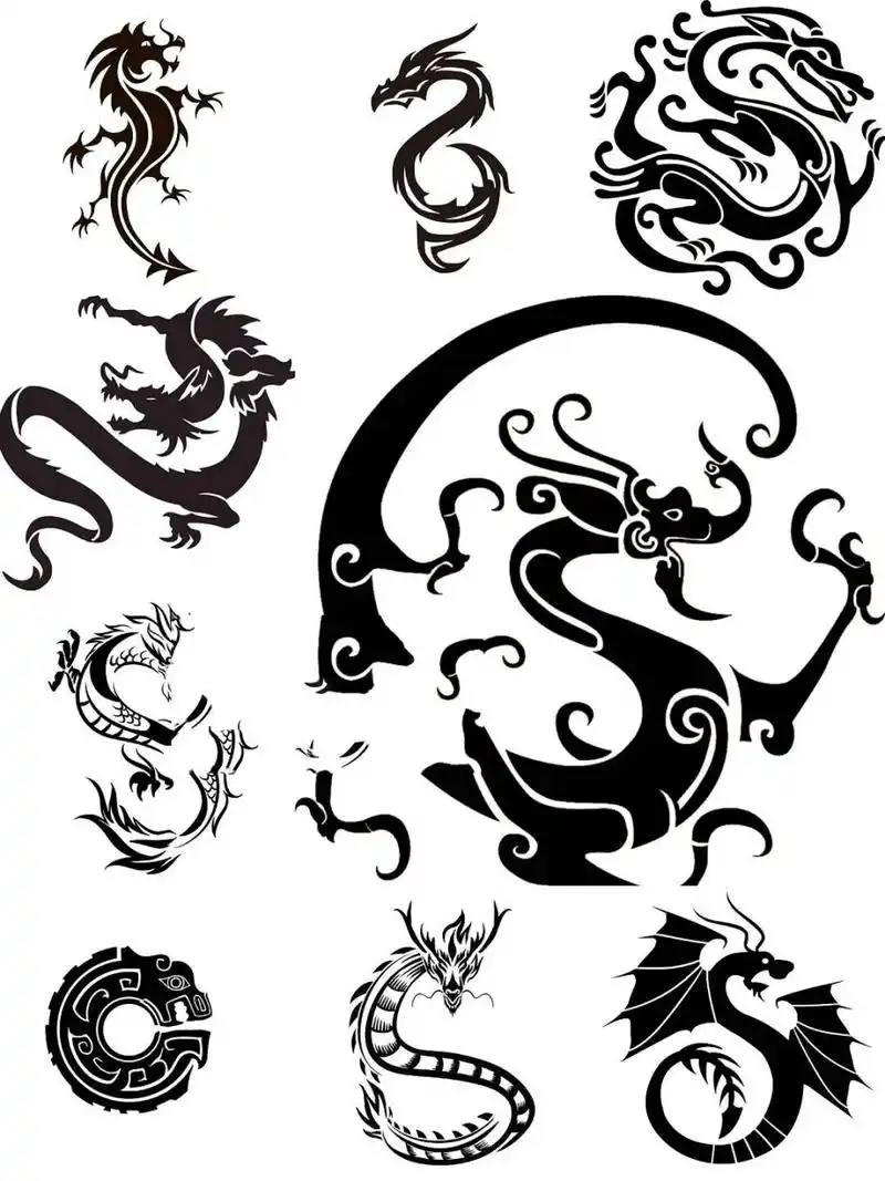 145款中国风古典龙纹龙图腾龙纹身图案png透明背景免扣素材
