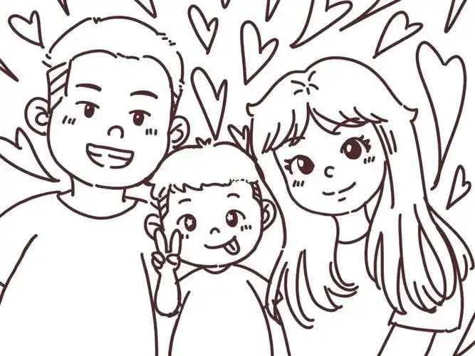 温馨全家福q版手绘