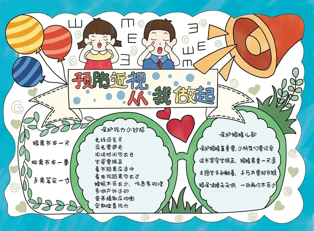97保护眼睛 预防近视手抄报老啦98.眼