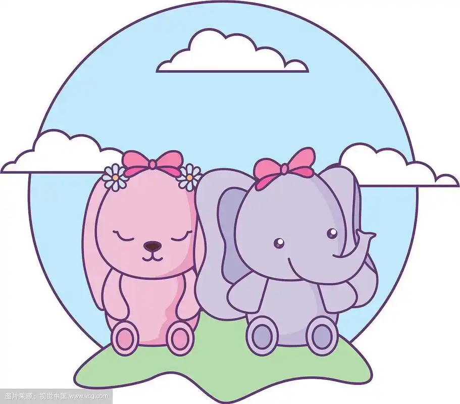 可爱的小象与兔子贝恩景观