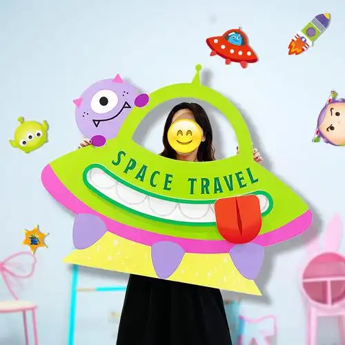 开学幼儿园儿童挖脸镂空拍照道具相框kt定制广告牌