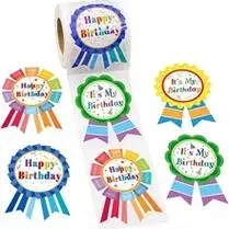亚马逊热销生日快乐徽章贴纸happy birthday儿童生日礼物封口贴