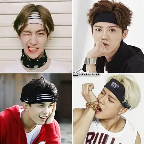 韩国男发箍男简约宽边黑色发带运动女头套洗脸头带头