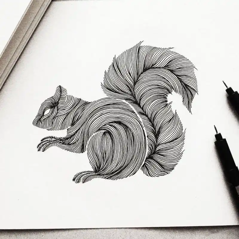 针管笔创意黑白装饰画,这线条绝了,这样的风格你们喜欢吗?