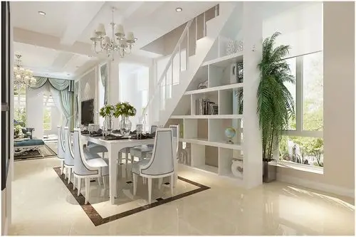 万科青岛小镇151平欧式上叠叠拼别墅装修设计