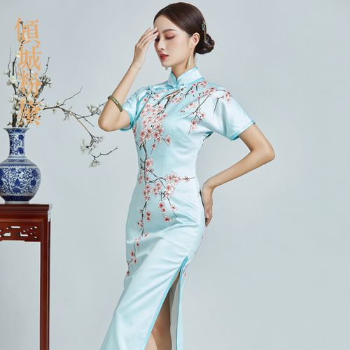 上海老旗袍秋季新款时尚复古真丝桑蚕丝旗袍裙端庄优雅长款日常旗袍