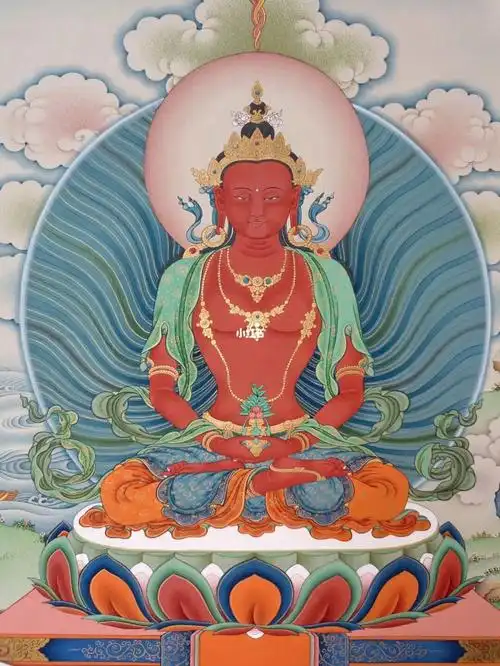 佛教  #唐卡  #长寿佛49.4×75.