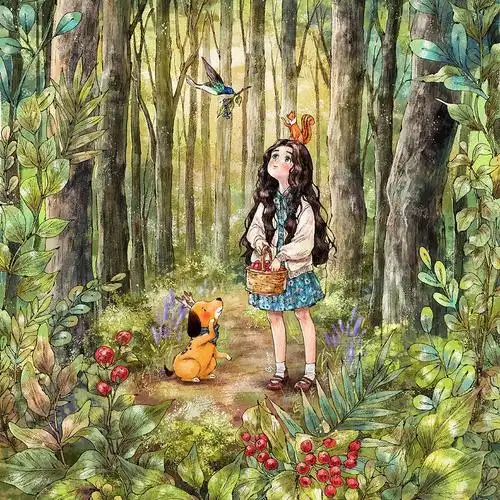 韩国插画师 | aeppol 森林女孩日记插画