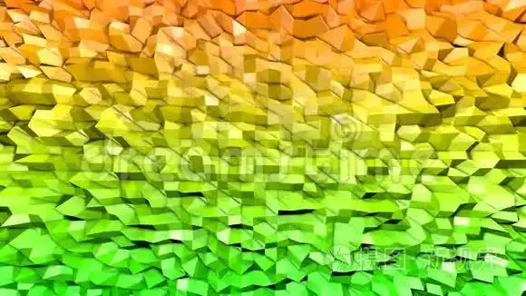 三维无缝动画在4k. 现代渐变颜色. 低聚橙绿色短视频