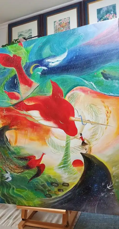 丙烯画《大鱼海棠》