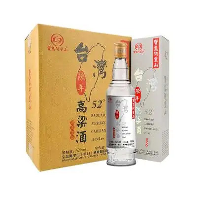 宝岛阿里山台湾高粱酒52度陈年绵柔浓香450ml瓶装白酒整箱6瓶