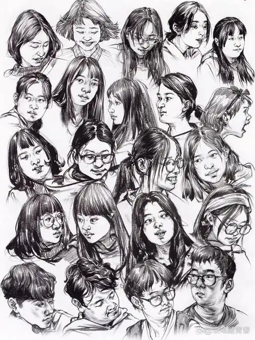 速写头部临摹来啦!09 99速写局部——头部分享 991.