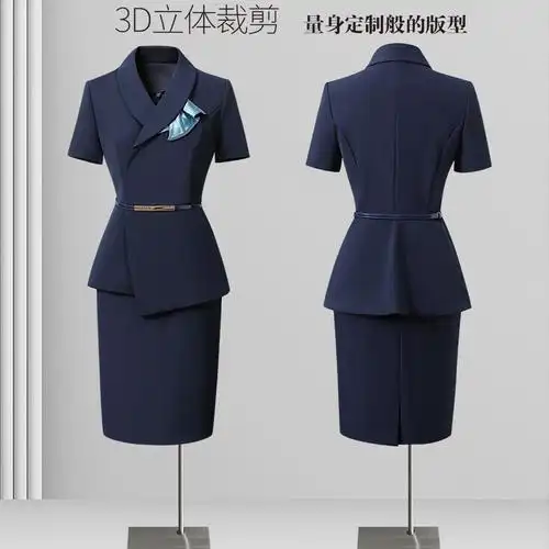 夏季短袖西装职业套装女医美咨询师酒店前台工装金店珠宝店工作服