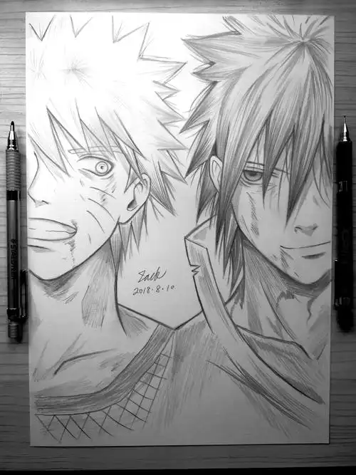 手绘鸣人与佐助