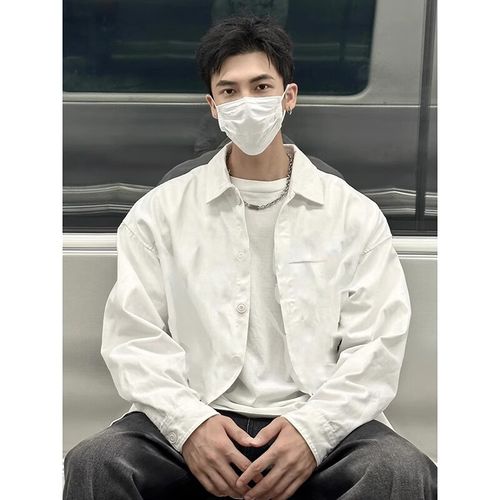 华天牧痞帅男高穿搭白色衬衫男长袖感痞帅阳光干净衬衣cleanfit外套