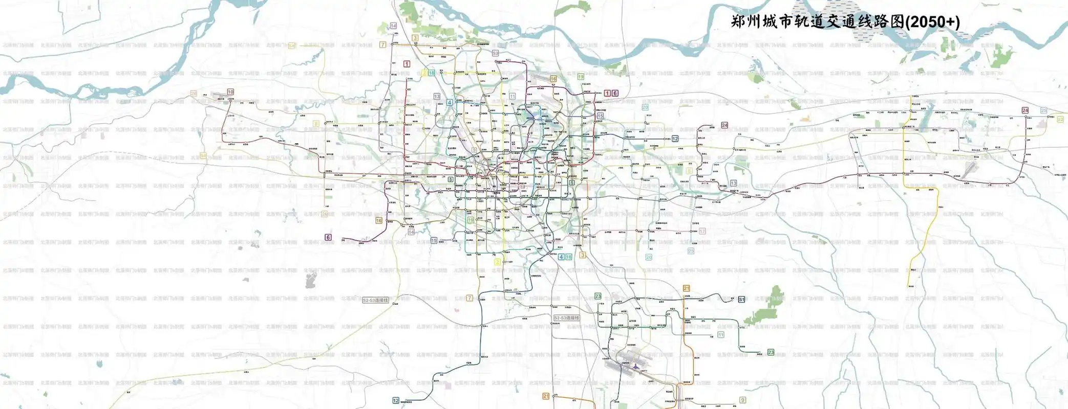 规划交流群有家人分享了郑州地铁2050 畅想图,从示意图来看,地铁涉及