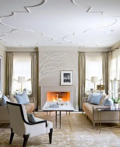 客厅阳台天花板旧灰刮除装修效果图