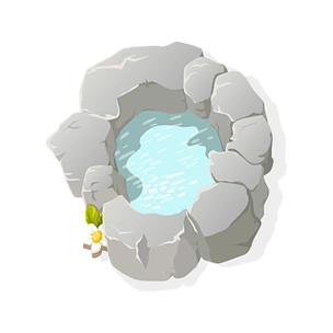 卡通可爱水井水池场景鱼池鱼塘矢量设计元素