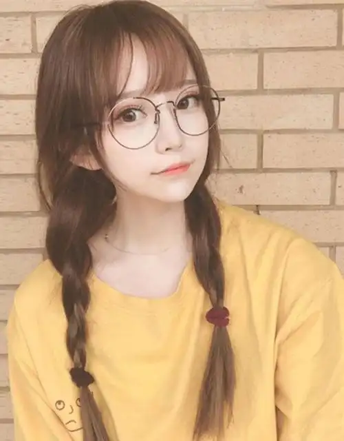 假发女长发网红空气刘海麻花辫子自然可爱俏皮亮丽双马尾全头套式 暖