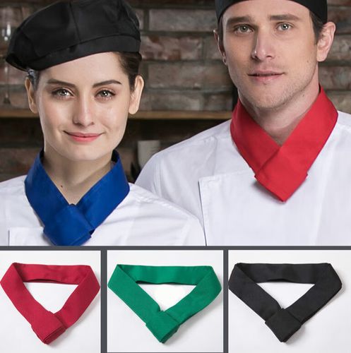 kxric厨师领巾汗巾围脖围巾红色黑色条纹厨师工作领结餐厅厨房男女