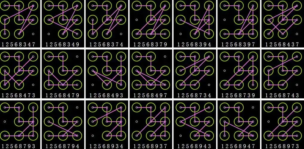 求好看的九键图形密码图案,附上数字顺序