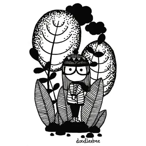 简单可爱的黑白插画