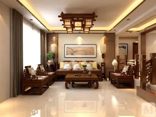 8万450㎡中式复式装修中国风中式风格别墅-红星美凯龙家装效果图