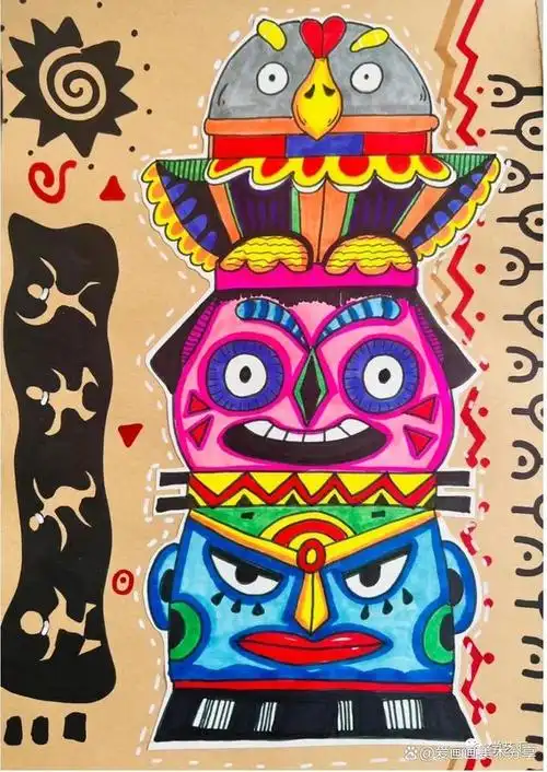 50张~创意美术儿童获奖范画,很值得初学者临摹,色彩都是高级感!