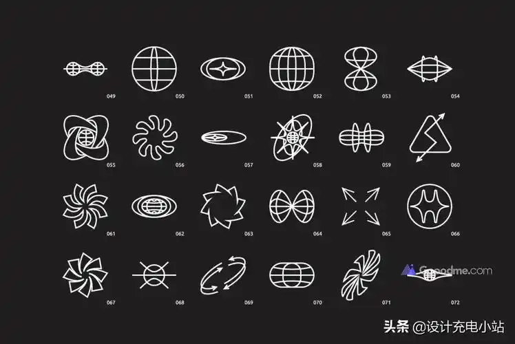 96款创意艺术贴纸酸性logo抽象几何图形线性图标ai设计素材源文件